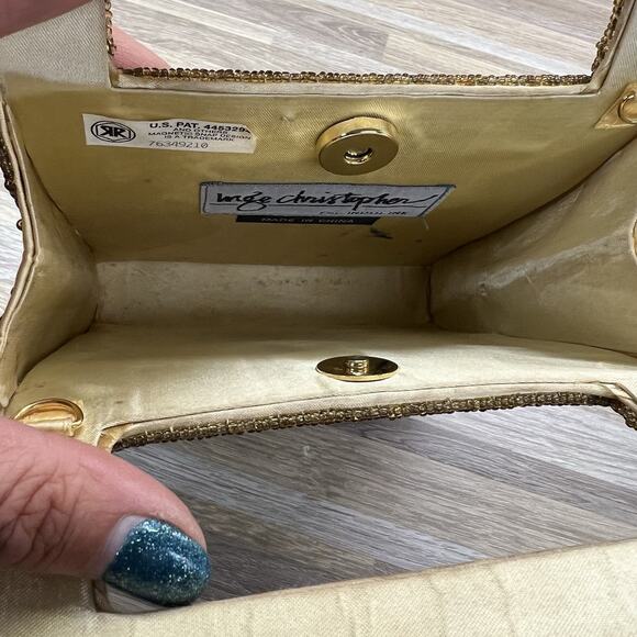 VTG Inge Christopher Indolink Gold Beaded Evening Bag Purse Clutch - 8S569 - Picture 5 of 8